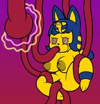  2017 anal anal_penetration animal_crossing ankha anthro big_breasts blue_hair breasts cat digital_media_(artwork) egyptian feline female fur hair hypnosis mammal mind_control mr.under nintendo nipples nude penetration pussy short_stack solo spiral_eyes tentacles vaginal vaginal_penetration video_games yellow_fur 