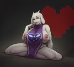  anthro big_breasts boss_monster breasts caprine female goat kneeling looking_at_viewer mammal mature_female nipples sanny smile solo thick_thighs toriel undertale video_games voluptuous 
