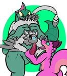  2017 aliasing anthro avali beastie_(abonshell) blue_blush blush cunnilingus erection fellatio female group group_sex kobold lizard male male/female monster nude oral oreo_(colorshy) penetration penis reptile scalie sex size_difference spaffy threesome tongue tongue_out trout_(artist) vaginal vaginal_penetration 