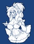  anthro big_breasts breasts cleavage clothed clothing collar commission-mission female hedgehog makeup mammal monochrome smile solo standing wide_hips 