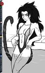  black_hair clothing dragon_ball dragon_ball_z ear_piercing fan_character female hair muscular piercing pool_(disambiguation) predaguy saiyan solo swimsuit water 