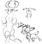  2017 antlers barrel bedroom_eyes bramble_(mlp) cervine changeling collar deer dialogue dotkwa english_text feral greyscale group half-closed_eyes hands_on_hips horn looking_at_viewer male mammal monochrome my_little_pony nude seductive simple_background smile text white_background yelling 