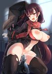  arms_behind_back bar_censor bdsm black_legwear blush bondage bound bound_arms breasts brown_hair censored dildo egg_vibrator female_ejaculation girls_frontline hair_ribbon half_updo hitachi_magic_wand inverted_nipples kneeling large_breasts long_hair luggage navel nipples orgasm phandit_thirathon puffy_nipples pussy_juice red_eyes red_ribbon ribbon scarf solo tears thighhighs tongue tongue_out torn_clothes torn_legwear very_long_hair vibrator wa2000_(girls_frontline) 