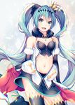  :d aqua_eyes aqua_hair bad_id bad_pixiv_id bare_shoulders boots breasts chromatic_aberration commentary_request contrapposto cowboy_shot detached_sleeves goodsmile_company goodsmile_racing hatsune_miku high_heel_boots high_heels long_hair looking_at_viewer medium_breasts midriff navel open_mouth racing_miku racing_miku_(2018) shiomizu_(swat) skirt smile solo standing thigh_boots thighhighs twintails very_long_hair vocaloid zettai_ryouiki 
