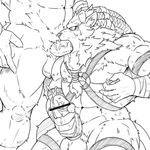  balls blush censor_bar censored cum erection feline fellatio league_of_legends lion male male/male mammal monochrome muscular nude oral orgasm penis rengar_(lol) riot_games sex simple_background urakata5x video_games white_background 