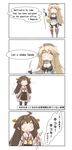  4koma absurdres american_flag_legwear blonde_hair brown_hair comic commentary_request detached_sleeves double_bun elbow_gloves engrish front-tie_top garter_straps gloves hairband headgear highres iowa_(kantai_collection) japanese_clothes kantai_collection kongou_(kantai_collection) long_hair miniskirt mismatched_legwear misunderstanding multiple_girls nanakusa_nazuna nontraditional_miko ranguage sexually_suggestive skirt speech_bubble striped striped_legwear thighhighs translated vertical-striped_legwear vertical_stripes 