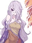  bangs bare_shoulders breasts detached_sleeves eyelashes grey_hair hair_over_one_eye hatchet highres long_hair looking_at_viewer medium_breasts miata_(miata8674) open_mouth red_eyes sakata_nemuno sidelocks sketch solo touhou tsurime upper_body very_long_hair 