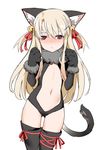  :&lt; absurdres ass_visible_through_thighs bell black_gloves black_legwear center_opening cirnocchi collaboration coupon_(skyth) elbow_gloves fate/kaleid_liner_prisma_illya fate_(series) flat_chest fur_trim gloves hair_between_eyes highres illyasviel_von_einzbern jingle_bell kemonomimi_mode leotard long_hair navel parted_lips paw_gloves paws platinum_blonde_hair prisma_illya red_eyes revealing_clothes simple_background solo tail tears thighhighs tim_loechner triangle_mouth two_side_up white_background 