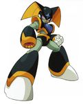  forte_(rockman) grin highres legs_apart male_focus official_art red_eyes rockman rockman_(classic) smile solo 