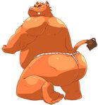  anthro arufina_w barazoku big_butt boar butt clothing colored fundoshi japanese_clothing looking_at_viewer male mammal overweight overweight_male porcine presenting presenting_hindquarters rear_view simple_background solo underwear white_background 