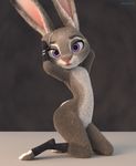  2017 3d_(artwork) adamb/fluffy anthro blender_(software) breasts digital_media_(artwork) disney female flat_chested fur hand_behind_head judy_hopps lagomorph looking_at_viewer mammal mostly_nude pinup pose rabbit seductive solo zootopia 