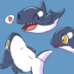  &lt;3 2018 ambiguous_gender blue_background blush buro_(block) cetacean happy mammal marine open_mouth orca simple_background smile whale yellow_eyes 