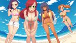  :d :o artist_name asymmetrical_hair barefoot beach bikini bikini_shorts bikini_top blue_eyes bouncing_breasts breasts chinatsu_(kuroonehalf) cleavage cloud dark_skin day fisheye front-tie_bikini front-tie_top green_eyes hands_on_own_thighs jewelry kuroonehalf large_breasts leaning_forward long_hair looking_at_viewer mechanical_arm medium_breasts multiple_girls navel necklace ocean open_mouth orange_eyes original outdoors pink_bikini ponytail purple_hair red_hair running shorts sky smile standing strapless strapless_bikini summer swimsuit thigh_gap very_long_hair white_shorts yellow_bikini yellow_eyes 