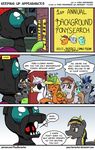  2017 changeling comic costume detailed_background digital_media_(artwork) english_text equine fan_character feral group horn mammal my_little_pony pegasus pony-berserker text unicorn wings 
