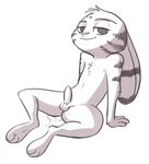  2017 after_sex anthro arm_support balls cum_from_ass digital_media_(artwork) disney ear_markings erection facial_markings fuel_(artist) fur greyscale half-closed_eyes happy jack_savage lagomorph looking_at_viewer looking_pleasured male mammal markings monochrome nude penis rabbit simple_background sitting small_balls smile solo striped_fur stripes white_background zootopia 