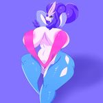  2017 anthro anthrofied big_breasts bikini biped blue_background blue_body blue_hair breasts clothed clothing cool_colors digital_media_(artwork) female front_view hair hands_behind_head legendary_pok&eacute;mon long_hair multicolored_body navel nintendo pink_clothing pok&eacute;mon pok&eacute;mon_(species) pok&eacute;morph pokebii purple_eyes pussy_floss restricted_palette simple_background sling_bikini solo suicune swimsuit thick_thighs two_tone_body video_games voluptuous white_body wide_hips 