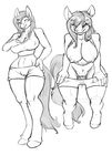  2014 anthro biped black_and_white boxers_(clothing) breasts camel_toe clothed clothing crop_top digital_media_(artwork) equine eyebrows female front_view hair hi_res hooves horse kame-sama88 long_hair long_tail looking_at_viewer mammal monochrome nipples one_eye_closed partially_clothed pussy pussy_juice runner_(marbles) shirt solo standing underwear undressing wink 
