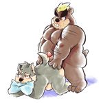  ashigara bear blush butt canine dog erection hot_dogging imminent_sex male male/male mammal moritaka nipples pillow_bite river_sausage sex slightly_chubby tokyo_afterschool_summoners toony 