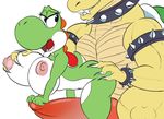  anthro big_breasts bowser breasts collar duo erection female hand_on_butt hyper hyper_penis koopa larger_male male male/female mario_bros muscular muscular_male nintendo nipples nude open_mouth penis scalie seii3 size_difference smile tapering_penis video_games voluptuous yoshi 
