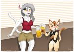  alcohol anthro beverage bottomless bottomwear bow_tie brown_body brown_eyes brown_fur brown_hair clothed clothing counter domestic_cat drinking drunk duo felid feline felis female female/female feral fur grey_hair hair horn keidran lady_nora leaning leg_markings mammal markings nightfury2020 partially_clothed semi-anthro shirt shorts socks_(marking) substance_intoxication tan_body tan_fur tank_top tipsy topwear tuxedo_vest twokinds webcomic white_body white_fur windstraw_kidwell yellow_eyes 