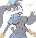  big_breasts breasts clothed clothing female gloves hat klonoa l1zardman lagomorph mammal nipples pac-man pac-man_(series) rabbit rule_63 skimpy solo wardrobe_malfunction 