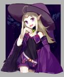  :d ahoge alternate_costume alternate_hairstyle belt chocojax circlet detached_sleeves fire_emblem fire_emblem:_kakusei fire_emblem_heroes gloves green_hair hair_down halloween_costume hat heart_buckle long_hair mamkute nono_(fire_emblem) open_mouth pointy_ears purple_eyes short_shorts shorts smile solo witch witch_hat 