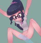  2018 2d_animation animal_genitalia animal_penis animated anus black_hair bottomless breasts clitoral_hood clitoris clothed clothing conoghi digital_media_(artwork) dildo duo equestria_girls erection eyewear female glasses hair human human_only low-angle_view male male/female mammal my_little_pony not_furry penis purple_eyes pussy pussyjob sex_toy solo_focus spread_legs spreading translucent twilight_sparkle_(eg) 