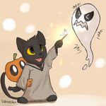  2016 anthro cat clothed clothing diamobster feline food fruit ghost halloween holidays magic magic_cat_academy mammal momo_(google) pumpkin spirit wand 