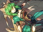  :o ahoge animal_ears atalanta_(fate) bangs black_legwear blonde_hair breasts cat_ears cat_tail cleavage commentary_request dress dutch_angle fate/apocrypha fate/grand_order fate_(series) green_eyes green_hair long_hair looking_at_viewer melon22 multicolored_hair puffy_short_sleeves puffy_sleeves short_sleeves small_breasts solo tail thighhighs two-tone_hair v-shaped_eyebrows very_long_hair 