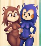  animal_crossing anthro black_nose breasts brown_eyes dildo duo female hedgehog hi_res krayboost mabel_able mammal nintendo nipples nude penis pussy sable_able sex_toy short_stack strapon video_games 
