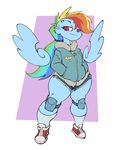  bigdad clothed clothing female friendship_is_magic hair hands_in_pockets humanoid looking_at_viewer multicolored_hair my_little_pony rainbow_dash_(mlp) rainbow_hair smile solo standing wings 