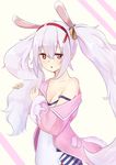  azur_lane bare_shoulders blush dress laffey_(azur_lane) long_hairwhite_hair shy usa_mimi violet_eyes 