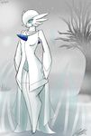  2017 aura blue_eyes clothed clothing dress female fog gardevoir jeffthehusky nintendo outside pok&eacute;mon pok&eacute;mon_(species) robes snow spike_(disambiguation) standing tree video_games winter 