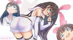  :d a.i._channel adjusting_eyewear ass bare_shoulders bent_over blue_eyes blush bow breasts brown_hair character_name chibi commentary_request constricted_pupils crazy_eyes detached_sleeves glasses hair_bow highres idol install! kizuna_ai long_hair looking_at_viewer multicolored_hair multiple_views nasuno_chiyo open_mouth photobomb pink_hair round_teeth sailor_collar shirt short_shorts shorts sideboob simple_background sleeveless sleeveless_shirt small_breasts smile teeth thighhighs two_side_up very_long_hair virtual_youtuber white_background 