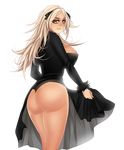  1girl alone ass blonde_hair breasts cynthia_(pokemon) female hips large_ass large_breasts long_hair looking_at_viewer looking_back nice_ass pokemon shirona_(pokemon) sideboob simple_background solo standing thick_thighs thighs white_background wide_hips 