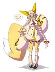  anthro big_breasts blazblue blush book breasts canine clothing cosplay data_(wouhlven) dialogue digimon english_text eyewear fan_character female glasses halloween holidays mammal monochrome navel renamon simple_background sketch solo taokaka text thick_thighs video_games white_background wouhlven 