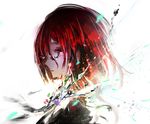  androgynous colored_eyelashes disembodied_head eyelashes from_side gem_uniform_(houseki_no_kuni) houseki_no_kuni liquid long_hair mercury motion_blur portrait profile red_eyes red_hair shinsha_(houseki_no_kuni) solo tears white_background yuruko_(823237) 