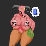  baron_of_hell big_breasts big_butt bioluminescence blush bra breasts brown_fur bullet butt butt_grab chain clothing demon doom eyelashes female fur glowing hand_on_butt herroverdober horn huge_breasts navel pink_skin pussy skull solo sponge teeth thick_thighs thought_bubble underwear video_games voluptuous 