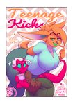  anthro blush clothed clothing cover cover_page dulce_(character) duo facial_piercing female kobold lagomorph makeup male mammal mr.pink nose_piercing open_mouth piercing rabbit slightly_chubby smile thick_thighs 