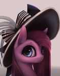  2017 blue_eyes digital_media_(artwork) equine female feral friendship_is_magic fur hat headshot_portrait mammal my_little_pony noctilucent-arts pink_fur pinkamena_(mlp) pinkie_pie_(mlp) portrait simple_background solo 