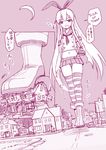  :d boots car commentary_request crescent_moon destruction elbow_gloves giantess gloves ground_vehicle halloween highres house kantai_collection lamppost long_hair midriff monochrome moon motor_vehicle navel night open_mouth road sailor_collar seo_tatsuya shimakaze_(kantai_collection) size_difference smile solo_focus standing street striped striped_legwear thighhighs translated trick_or_treat very_long_hair walking 