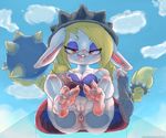  2017 3_toes anthro anus barefoot blonde_hair blush breasts broodals buckteeth butt claws clothing cloud digital_media_(artwork) domination feet female female_domination first_person_view foot_focus forced hair harriet_(mario) hi_res lagomorph legwear looking_at_viewer mammal mario_bros nintendo pussy rabbit red_eyes short_stack sitting socko soles stockings super_mario_odyssey teasing teeth toe_claws toes vaginal video_games 