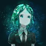  androgynous commentary_request gem_uniform_(houseki_no_kuni) green_eyes green_hair houseki_no_kuni jin_yun looking_at_viewer necktie phosphophyllite puffy_short_sleeves puffy_sleeves shards short_hair short_sleeves sketch solo sparkle upper_body 