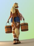  3d_(artwork) annabelle_cow anthro anthroanim areola big_breasts blonde_hair bovine breasts bucket cattle clothed clothing digital_media_(artwork) female fur hair horn huge_breasts hyper mammal nipples simple_background smile solo topless 