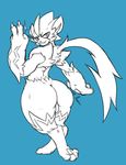  balls beryl big_butt big_hands butt butt_slap colorless feline looking_at_viewer male mammal nintendo pawpads paws pok&eacute;mon rear_view slap smack smile smirk sparkle thick_thighs v_handsign video_games zeraora 