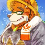  2017 anthro bear blush eyewear glasses hat male mammal nullraihigi solo straw_hat tokyo_afterschool_summoners towel volos 