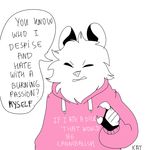 ambiguous_gender anthro clothing dialogue drawdroid english_text fur hoodie ian_(drawdroid) mammal marsupial opossum solo speech_bubble text 