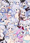  :&lt; :3 :o absurdres alternate_costume alternate_hairstyle ama_usa_an_uniform angora_rabbit animal animal_ears animal_hood animal_on_head anko_(gochiusa) annotated apron arms_around_neck bare_back blue_eyes blue_hair blush blush_stickers bouquet bow braid bunny bunny_hood bunny_on_head buttons capelet cat_lingerie chemise chestnut_mouth cleavage_cutout collage collar collarbone commentary_request crown cuffs cup diagonal_stripes double_bun dress eyelashes fake_animal_ears fleur_de_lapin_uniform flower food frown gloves gochuumon_wa_usagi_desu_ka? hair_between_eyes hair_flower hair_ornament hairband hand_on_own_cheek hand_on_own_face handcuffs hat hat_bow high_heels highres holding holding_animal hood hoto_cocoa ice_cream ice_cream_cone index_finger_raised jouga_maya kafuu_chino lace lace-trimmed_panties lace_trim leaf light_smile long_hair long_sleeves looking_at_viewer looking_back low_twintails lying magical_girl maid_headdress meme_attire mini_crown multiple_girls multiple_persona navel neck_ribbon neki_(wakiko) on_head on_side one_eye_closed open_mouth orange_hair panties pantyhose pillow police police_uniform polka_dot puffy_short_sleeves puffy_sleeves rabbit_house_uniform ribbon rose saucer short_sleeves smile striped striped_legwear stuffed_toy tareme teacup tippy_(gochiusa) triangle_mouth twin_braids twintails twitter_username underwear uniform waist_apron x_hair_ornament yellow_eyes 