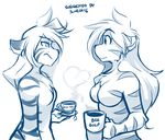  &lt;3 2017 alternate_species annoyed anthro beverage big_breasts breast_envy breast_size_difference breasts casual_nudity coffee crossgender cup duo ears_back english_text face_to_face featureless_breasts feline female flora_(twokinds) frown fur furrification gender_transformation hair holding_object long_hair mammal monochrome nude post_transformation side_view simple_background sketch small_breasts striped_fur stripes tea text tiger tiger_trace tom_fischbach trace_legacy transformation twokinds white_background 