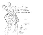  alternate_form anthro black_and_white clothing dialogue english_text fur greasymojo_(artist) gregg_(nitw) humor male mammal monochrome night_in_the_woods open_mouth simple_background solo text white_background 